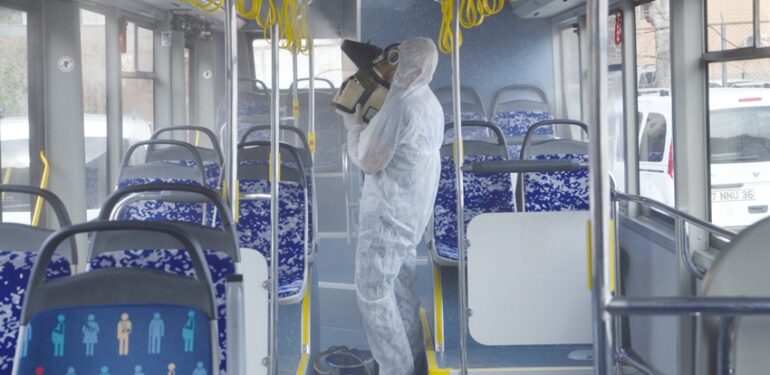 Toplu ulaşım dezenfekte edildi