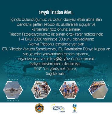 1-4 EYLÜL 2020 TARİHİNDE 30.sunu PLANLADIĞIMIZ ALANYA TRİATLONU FAALİYET TAKVİMİNDEN ÇIKARILMIŞTIR.