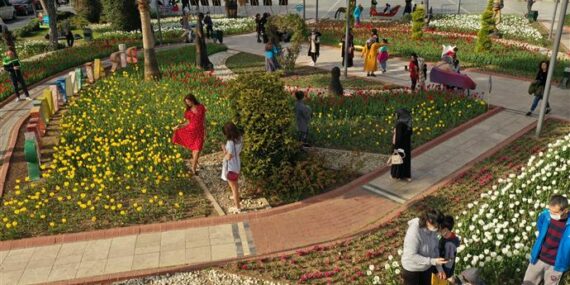ALANYA SOKAKLARINDA İLKBAHAR MÜJDECİSİ LALELER ÇİÇEK AÇTI