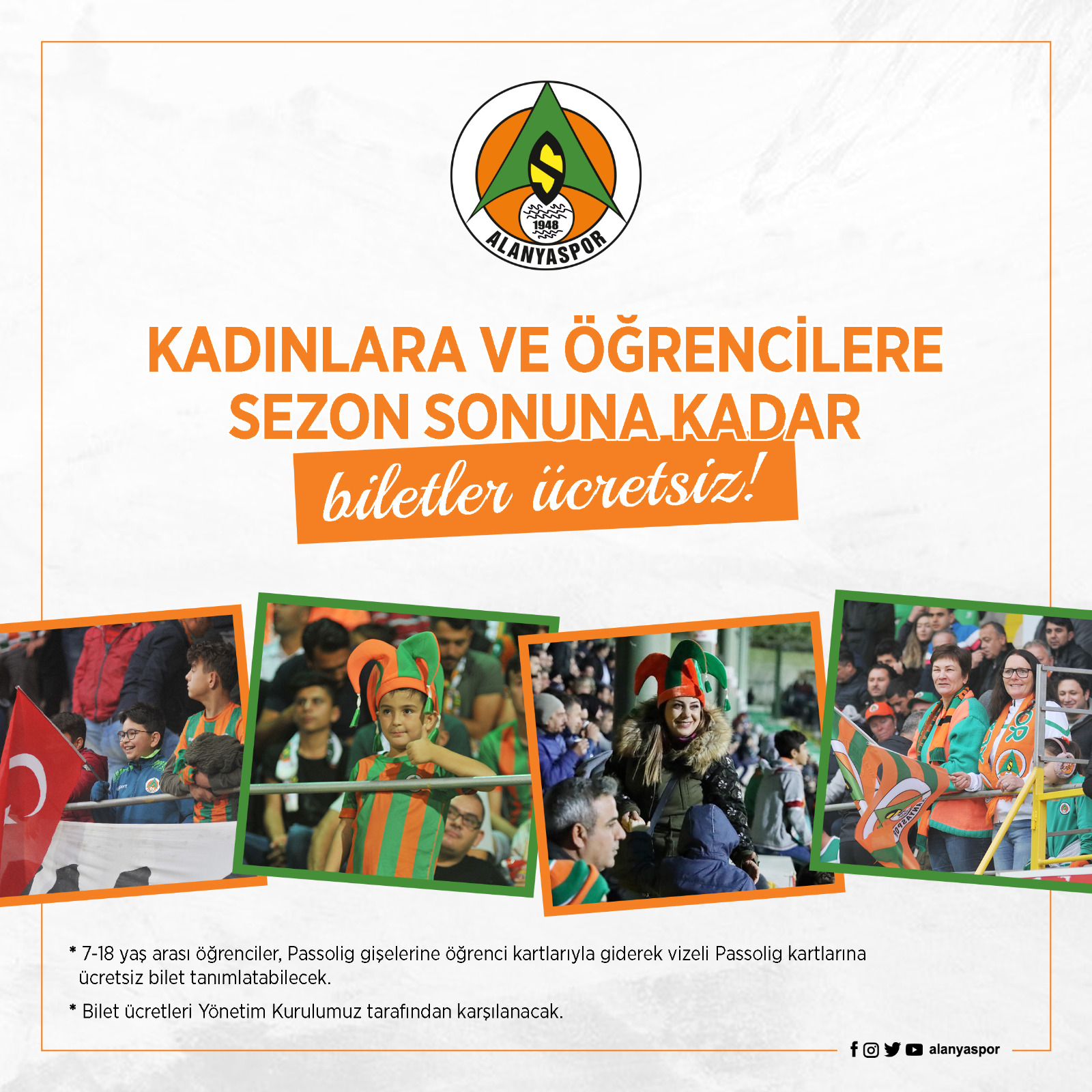 Kadınlara ve öğrencilere sezon sonuna kadar biletler ücretsiz