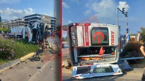 Kargıcak’da acil hasta taşıyan ambulans kaza yaptı