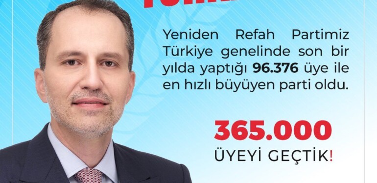 EN ÇOK BÜYÜME GÖSTEREN SİYASİ PARTİ YENİDEN REFAH OLDU